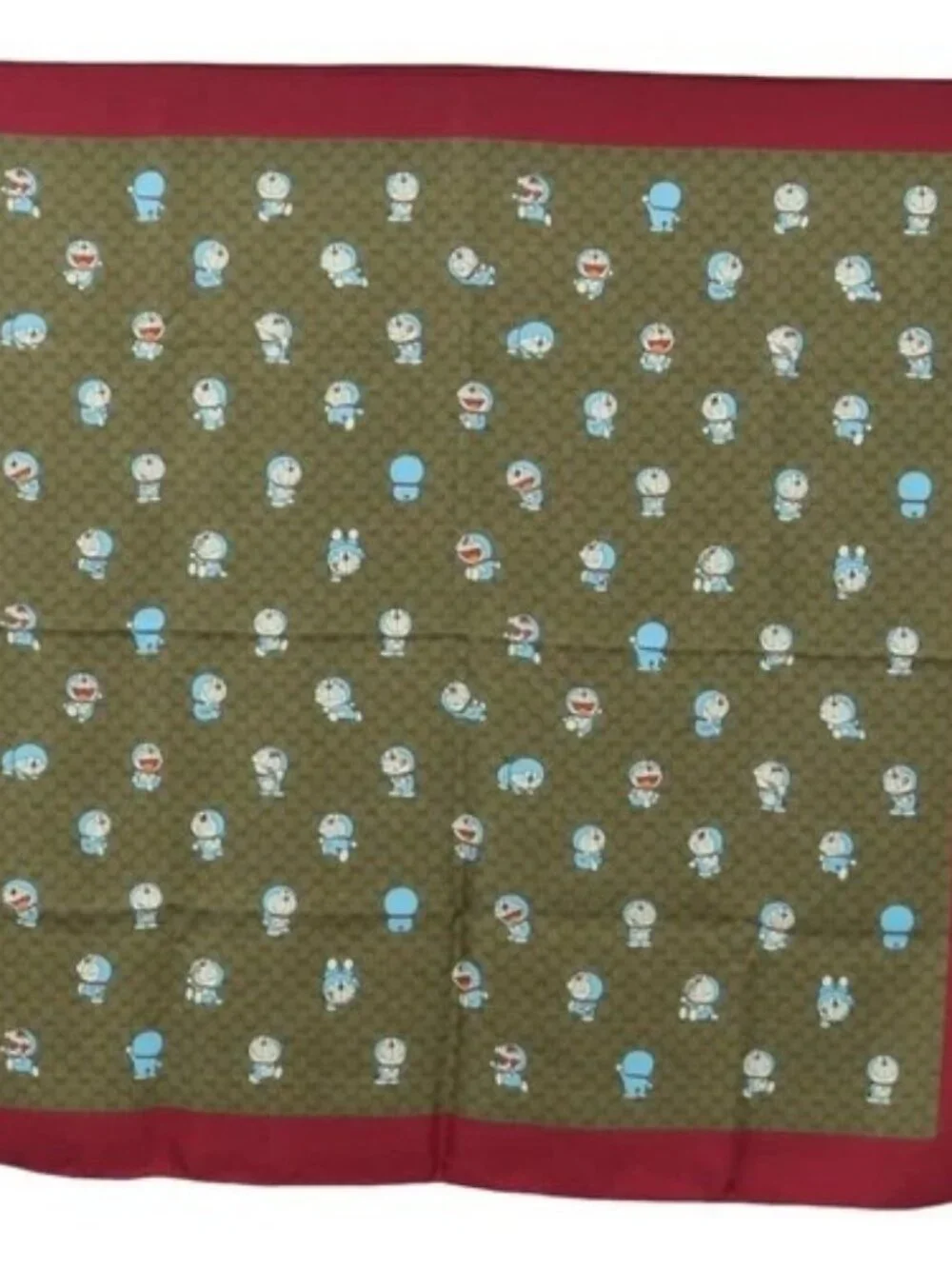 GUCCI Micro GG Doraemon Scarf Silk Beige Auth YKZ755M